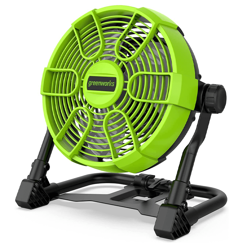 24V tragbarer Ventilator mit 2,0 Ah USB-Akku und Netzteil/Ladegerät im Lieferumfang enthalten