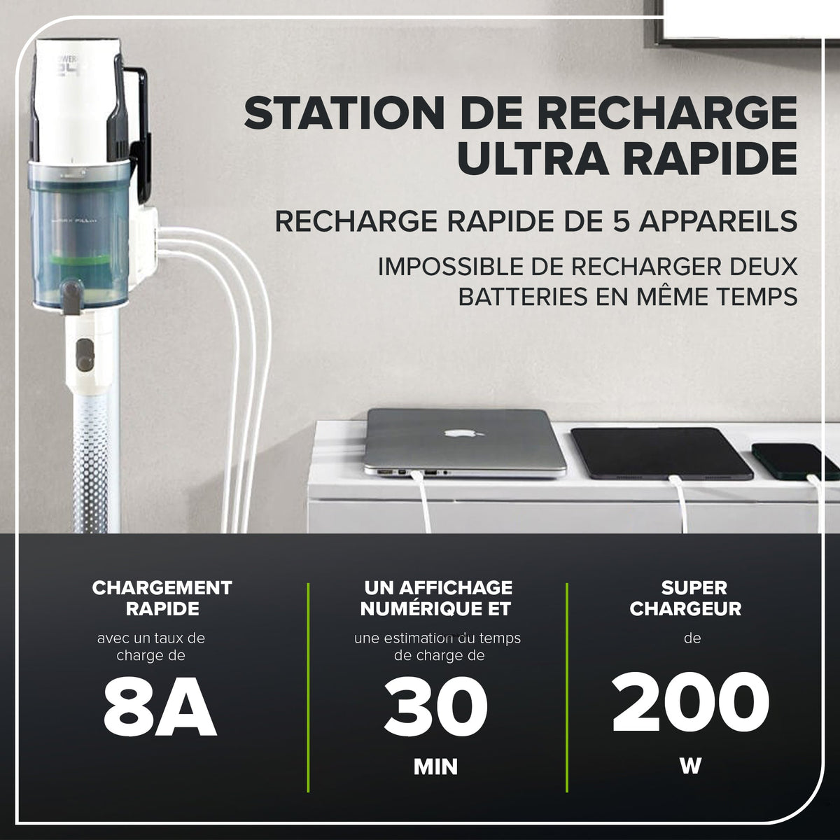 24V Akku-Stielsauger Deluxe, 4,0 Ah USB-C-Akku & 30-Minuten-Schnellladegerät