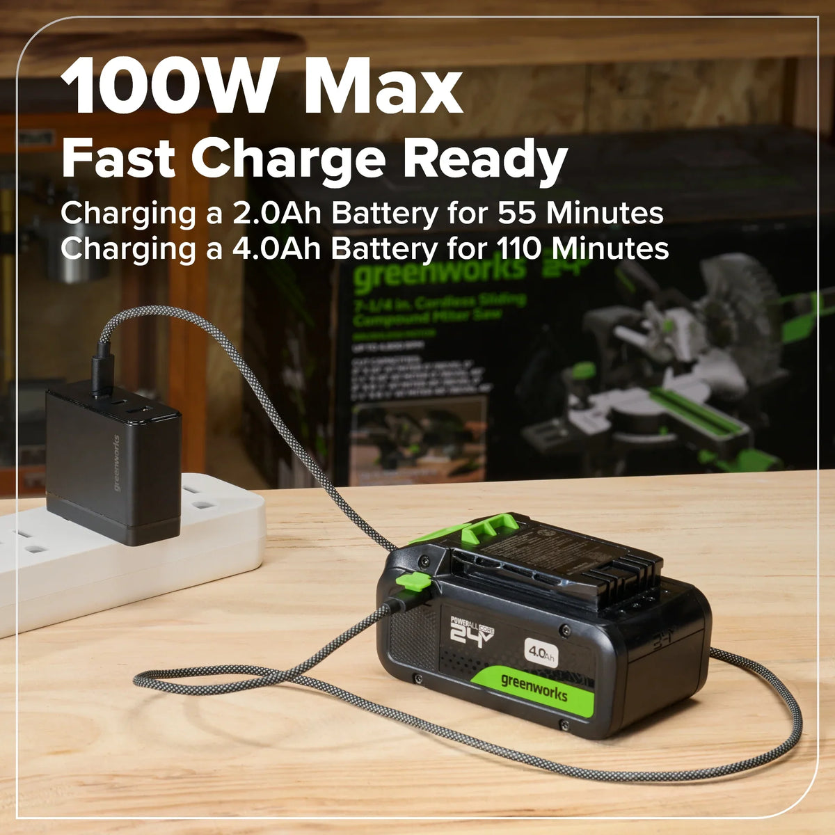 24V Bürstenloses 10-teiliges Elektrowerkzeug-Kombiset, inkl. (2) 4,0Ah & (1) 2,0Ah USB-C Akkus & 65W Ladegerät