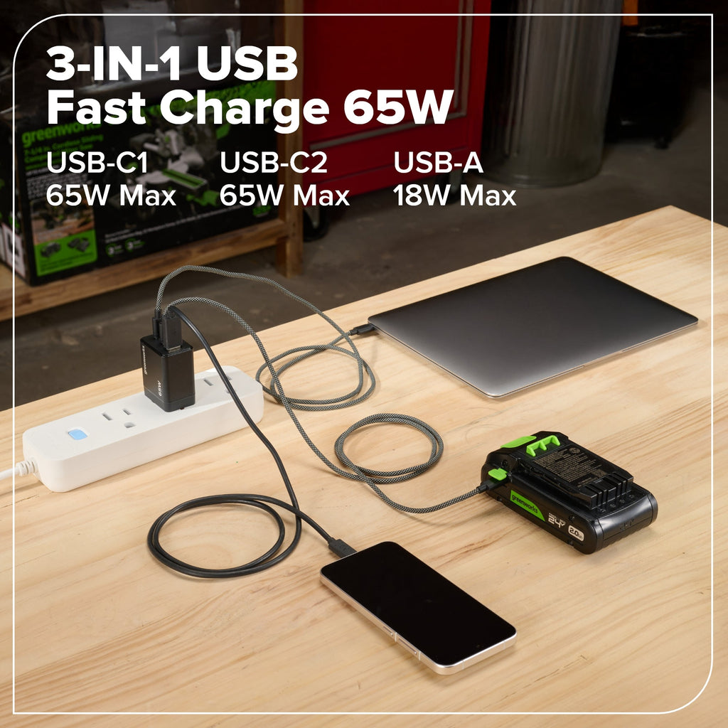 24V Akku-Bohrschrauber und 6,5-Zoll-Kreissägen-Set – Inklusive (2) 2,0Ah USB-C Akkus & 65W USB-C Schnellladegerät