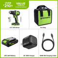 24V Akku-Bohrschrauber 1/2" 400 in/lbs. – Inklusive 2,0 Ah USB-C Akku und 30W USB-C Schnellladegerät