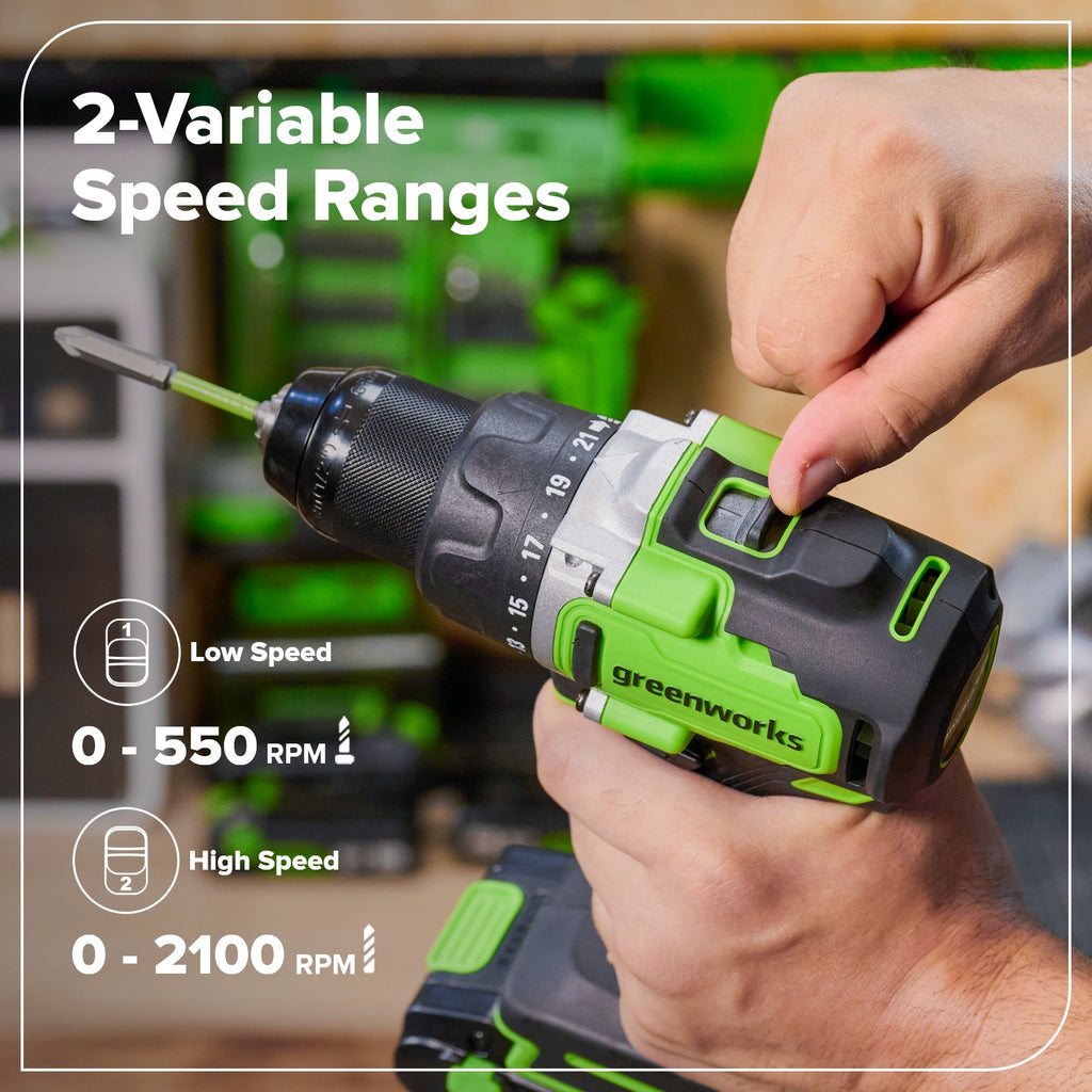 24V Akku-Bohrschrauber 1/2" 800 in/lbs – Inklusive 4,0Ah USB-C Akku & 65W USB-C Schnellladegerät