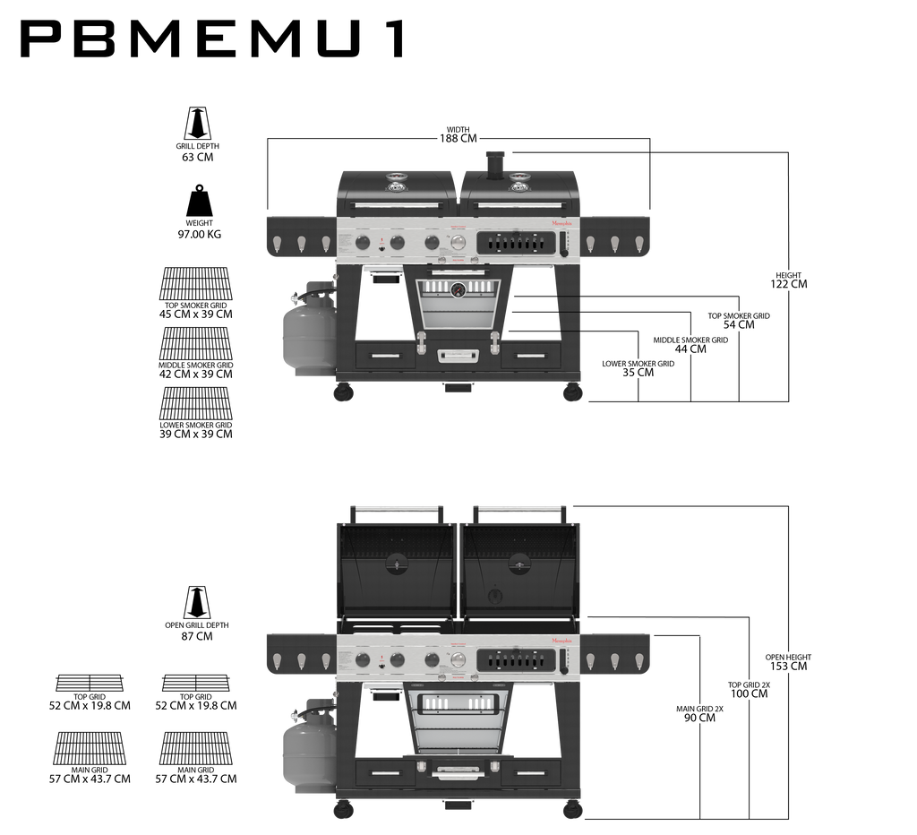 Pit Boss Memphis Ultimate Combo Smoker Grill mit Abdeckung + Regler